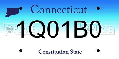 1Q01B0 Connecticut License Plate