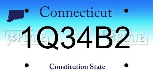 1Q34B2 Connecticut License Plate
