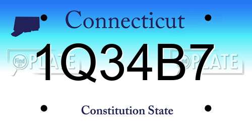 1Q34B7 Connecticut License Plate