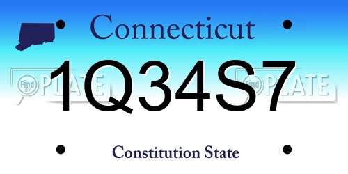 1Q34S7 Connecticut License Plate