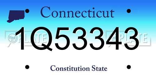 1Q53343 Connecticut License Plate