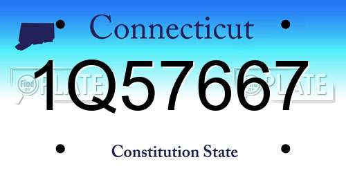 1Q57667 Connecticut License Plate