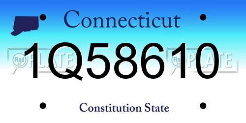1Q58610 Connecticut License Plate