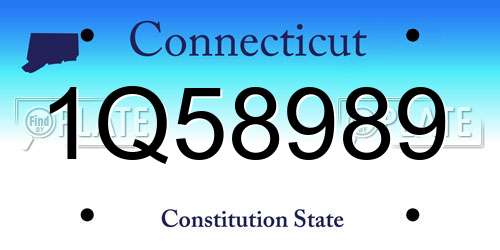 1Q58989 Connecticut License Plate