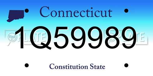 1Q59989 Connecticut License Plate