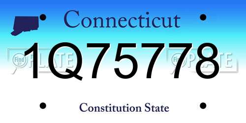 1Q75778 Connecticut License Plate
