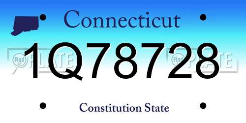 1Q78728 Connecticut License Plate
