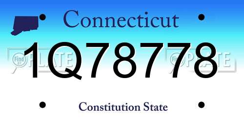 1Q78778 Connecticut License Plate