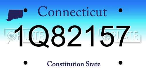 1Q82157 Connecticut License Plate