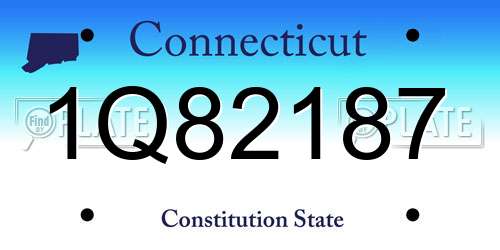 1Q82187 Connecticut License Plate