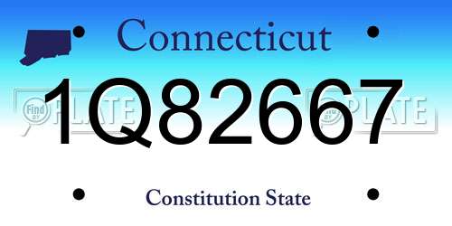 1Q82667 Connecticut License Plate