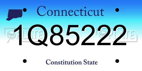 1Q85222 Connecticut License Plate