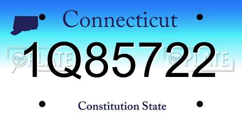 1Q85722 Connecticut License Plate