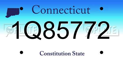 1Q85772 Connecticut License Plate