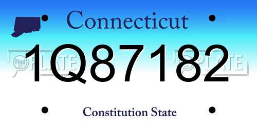 1Q87182 Connecticut License Plate