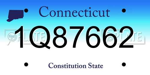 1Q87662 Connecticut License Plate