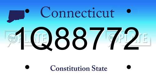 1Q88772 Connecticut License Plate
