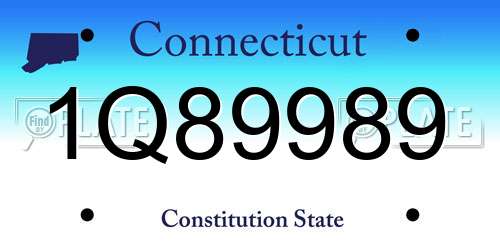 1Q89989 Connecticut License Plate