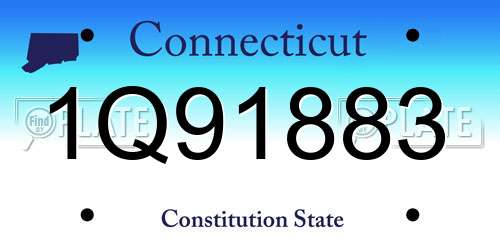 1Q91883 Connecticut License Plate