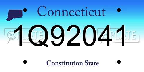 1Q92041 Connecticut License Plate