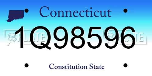 1Q98596 Connecticut License Plate