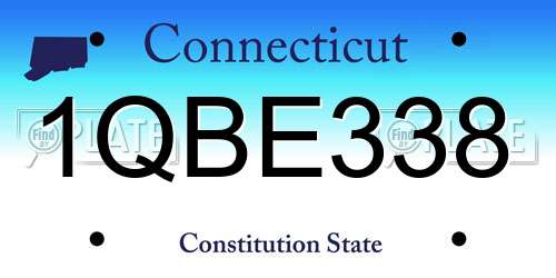 1QBE338 Connecticut License Plate
