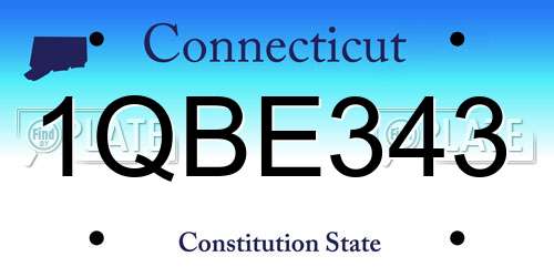 1QBE343 Connecticut License Plate