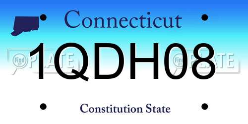 1QDH08 Connecticut License Plate