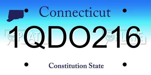 1QDO216 Connecticut License Plate