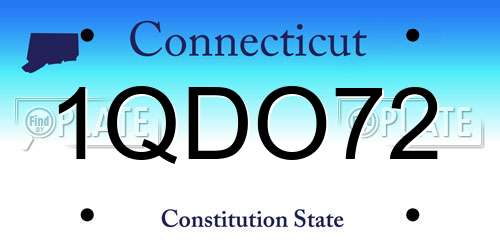 1QDO72 Connecticut License Plate
