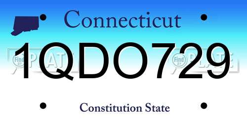 1QDO729 Connecticut License Plate