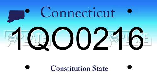 1QO0216 Connecticut License Plate