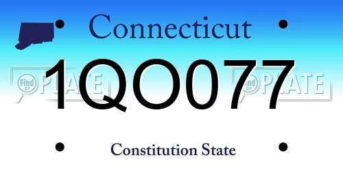 1QO077 Connecticut License Plate