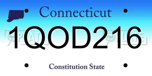 1QOD216 Connecticut License Plate