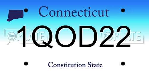 1QOD22 Connecticut License Plate