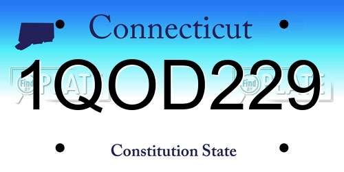 1QOD229 Connecticut License Plate