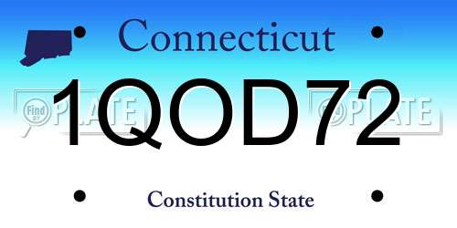 1QOD72 Connecticut License Plate