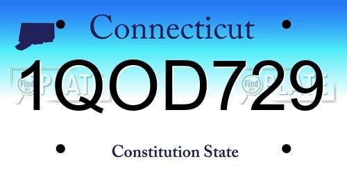 1QOD729 Connecticut License Plate