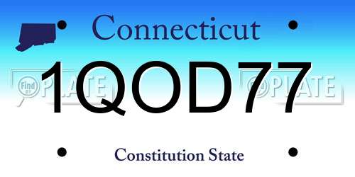 1QOD77 Connecticut License Plate