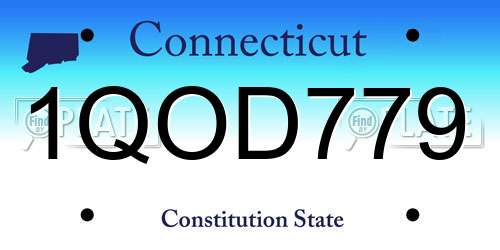 1QOD779 Connecticut License Plate