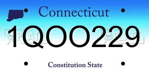 1QOO229 Connecticut License Plate
