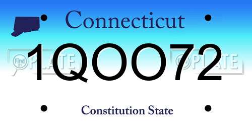 1QOO72 Connecticut License Plate