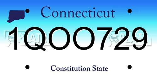 1QOO729 Connecticut License Plate