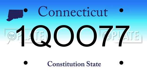 1QOO77 Connecticut License Plate