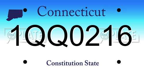 1QQ0216 Connecticut License Plate