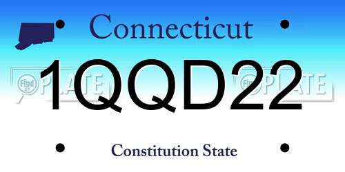 1QQD22 Connecticut License Plate