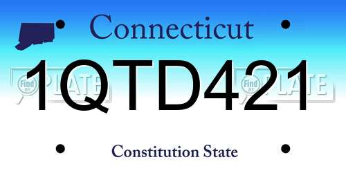 1QTD421 Connecticut License Plate