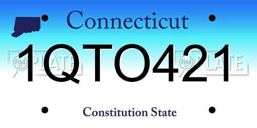 1QTO421 Connecticut License Plate