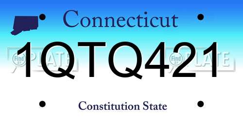 1QTQ421 Connecticut License Plate