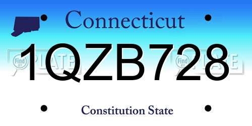 1QZB728 Connecticut License Plate